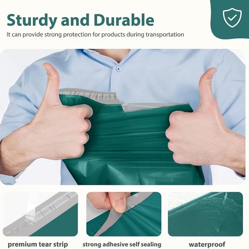 Fuxury Poly Mailers - 10x13 Inch Waterproof Shipping Bags | 100 Pcs Self-Seal Envelopes in Forest Green