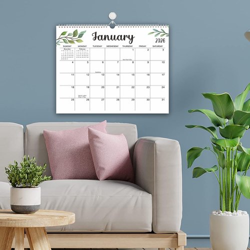 Wall Calendar 2025-2026, 18 Months Academic Calendar, Jul. 2025 - Dec. 2026, 14.76" × 11.75", Monthly Wall Hanging Calendar with Thick Paper for Office Home