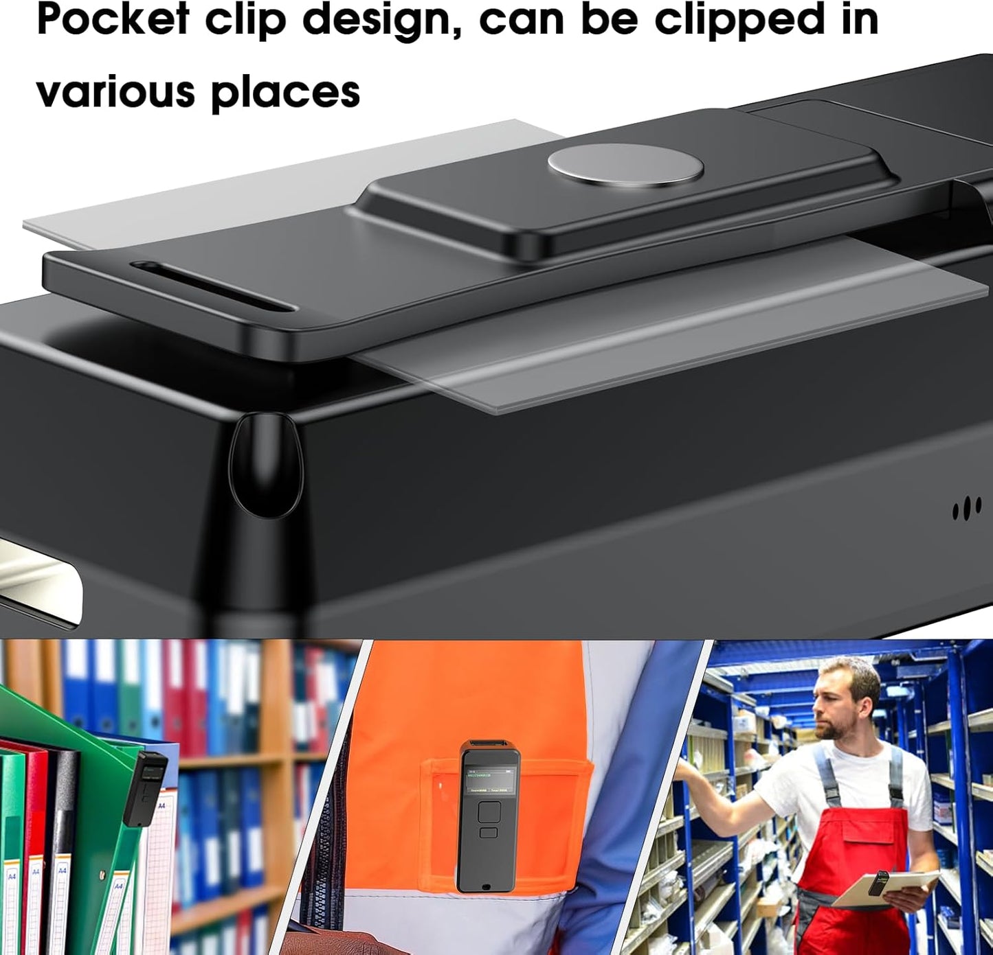 Symcode Bluetooth Barcode Scanner - Wireless 1D Scanner with Display Screen & 2000mAh Battery | Portable Mini for iPhone, iPad, Android