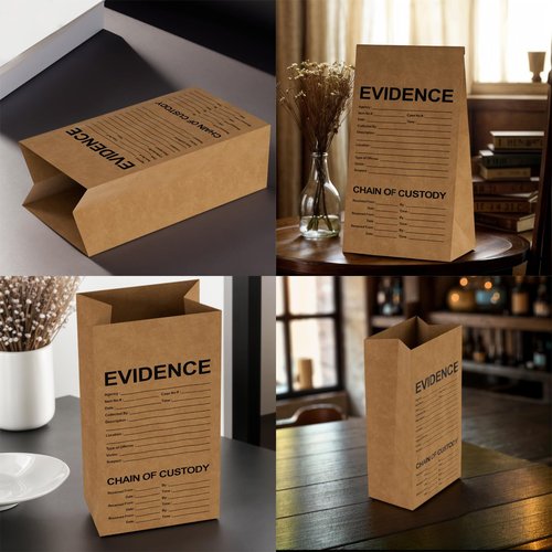 25 Pack Crime Scene Paper Evidence Bag for Receipts, 9.45 * 5 * 3 inch Paper Evidence Bags