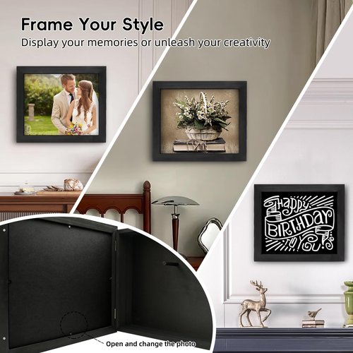 Hidden Gun Storage, Hidden Gun Safe for Pistols with Magnetic Lock, Solid Wooden Picture Frames for Handgun, Hidden Storage Gun Safe Home Furniture, Concealment Furniture Picture Frame Box, Black