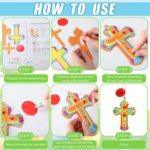 Epakh 36 Sets DIY Religious Cross Craft Kits - Create Christian Ornaments for Church & Sunday School Decor