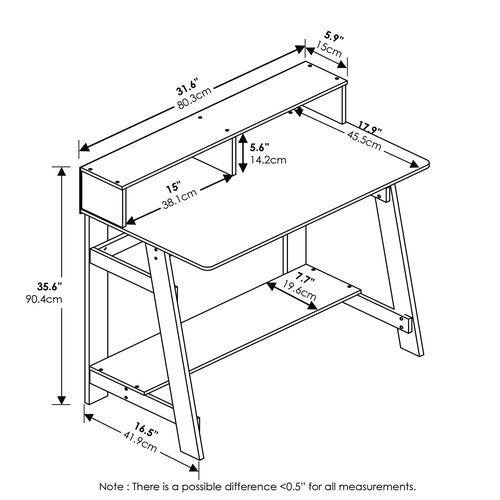 Furinno Simplistic A Frame Computer Desk, Dark Walnut