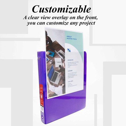 BAZIC Products 3 Ring Binder 1.5" Economy View Binders Organizer - Purple, Round Ring, Hold 280 Sheets Paper, for School Office Home, 12-Count