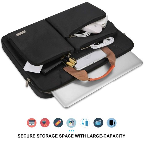 Lacdo 360° Protective Laptop Shoulder Bag, 14 inch Laptop Sleeve Bag for 14 inch New MacBook Pro M5/M4/M3/M2/M1 Chips Pro Max A3434 A3112 A3401 A3185 A2918 A2992 2025-2021 Computer Messenger Bag,Black