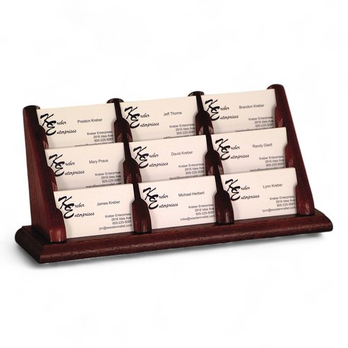 Wooden Mallet 9-Pocket Countertop Business Card Holder, Mahogany