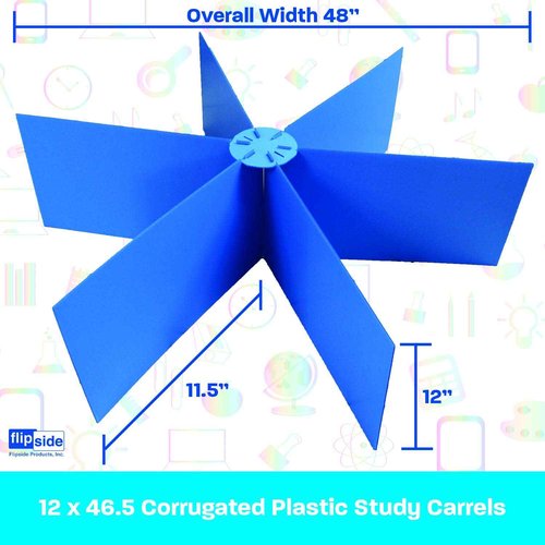 Flipside Products Blue Round Plastic Study Carrel, Divided Into 6 Partitions, Student Privacy and Focus Booth for The Classroom