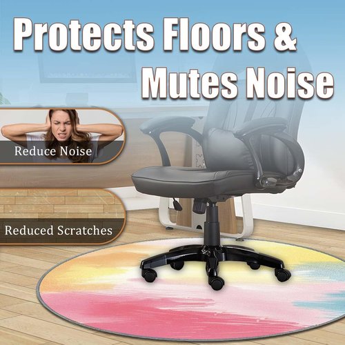 Office Short Pile Chair Mat, Non-Slip Noise-Reducing Desk and Chair Rug, 47 Inch Round Mat, Office、Study Decorative Rug for Wood Floors, Laminate and Ceramic Tiles(Dreamy)