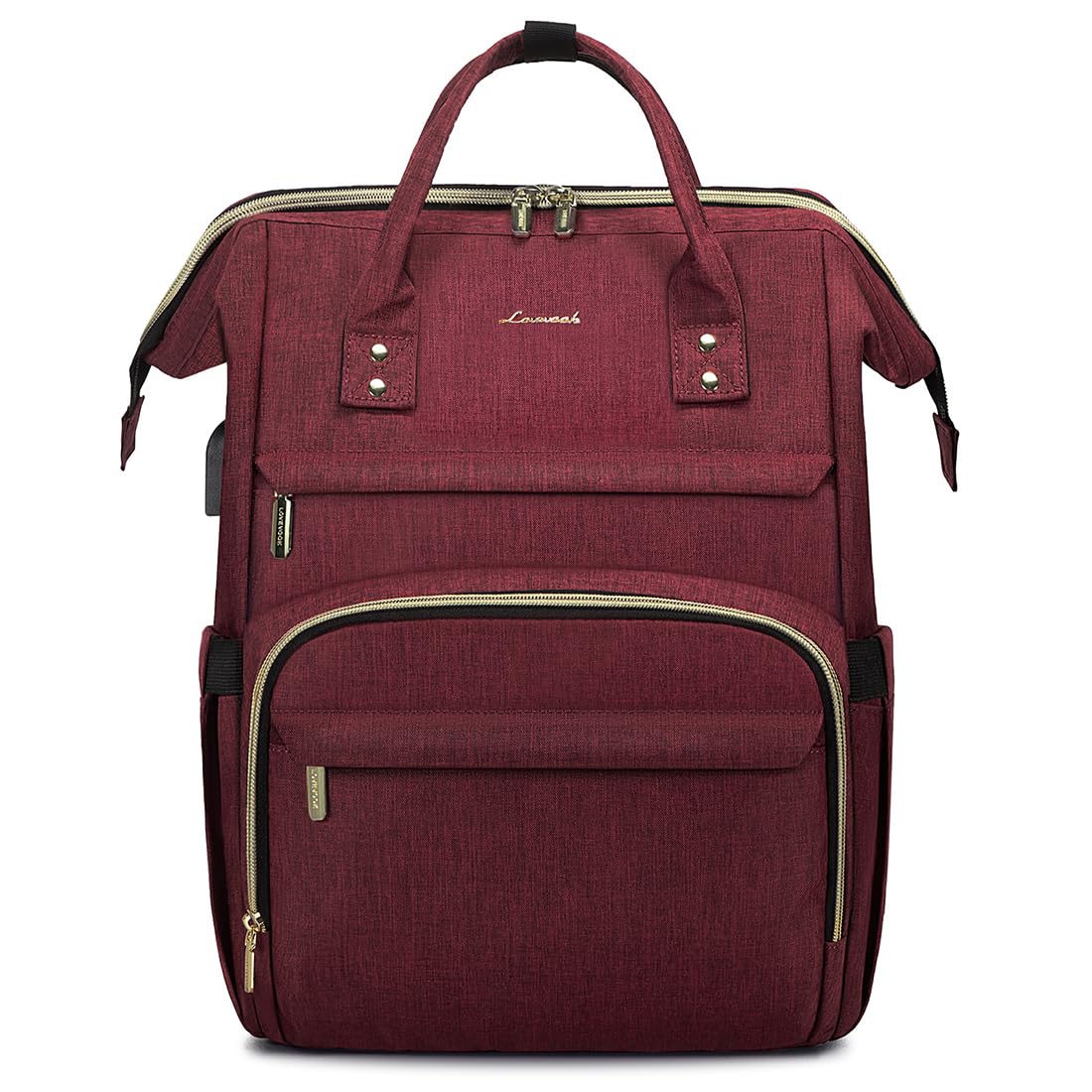 LOVEVOOK Laptop Backpack for Women,15.6 Inch Professional Womens Travel Backpack Purse Computer Laptop Bag Nurse Teacher Backpack,Waterproof College Work Bags Carry on Back Pack with USB Port,Wine Red