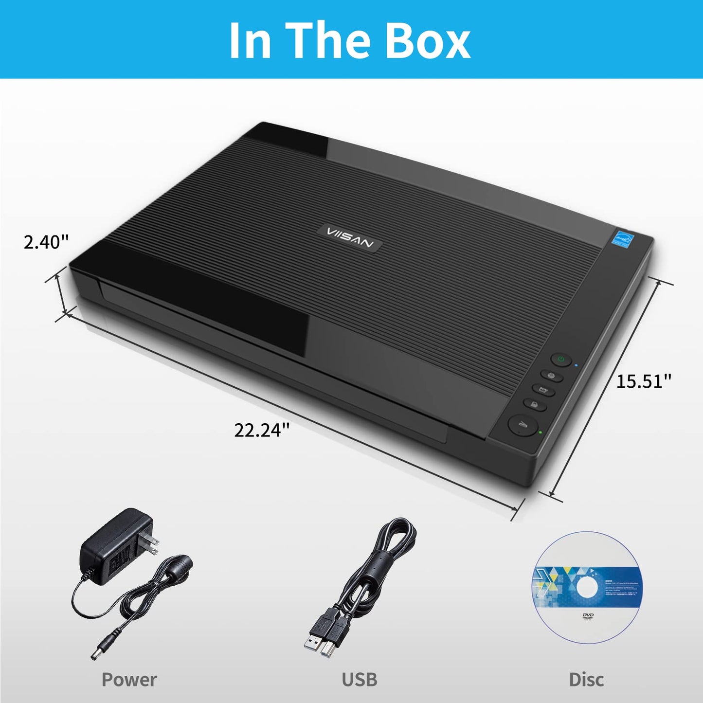 VIISAN 3120 A3 Flatbed Scanner, 1200 DPI, CIS Sensor, Scan 11.7" x 16.7" in 8 sec, Frameless, Auto-Scan, Document & Photo & Book Scanner, Design for Library, School and Soho. Supports Windows & Mac