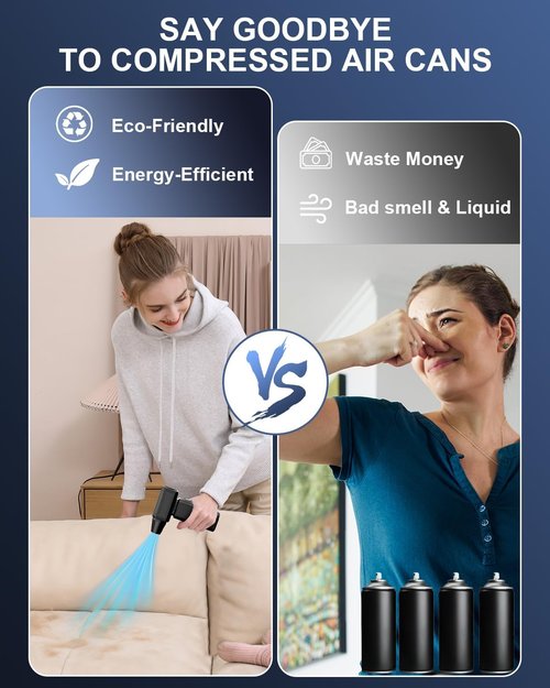 Compressed Air Duster - 180,000 RPM Electric Air Blower for Keyboard & PC Cleaning | Rechargeable & Cordless