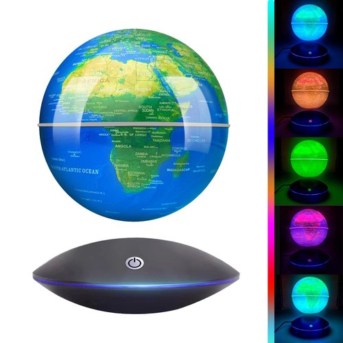 Poojaed Magnetic Levitating Globe with LED Light, 360°Rotating Floating Globe World Map for Home Office Display, Cool Tech Gift for Men Father Boys and Girls, Ideal for Birthdays Anniversaries
