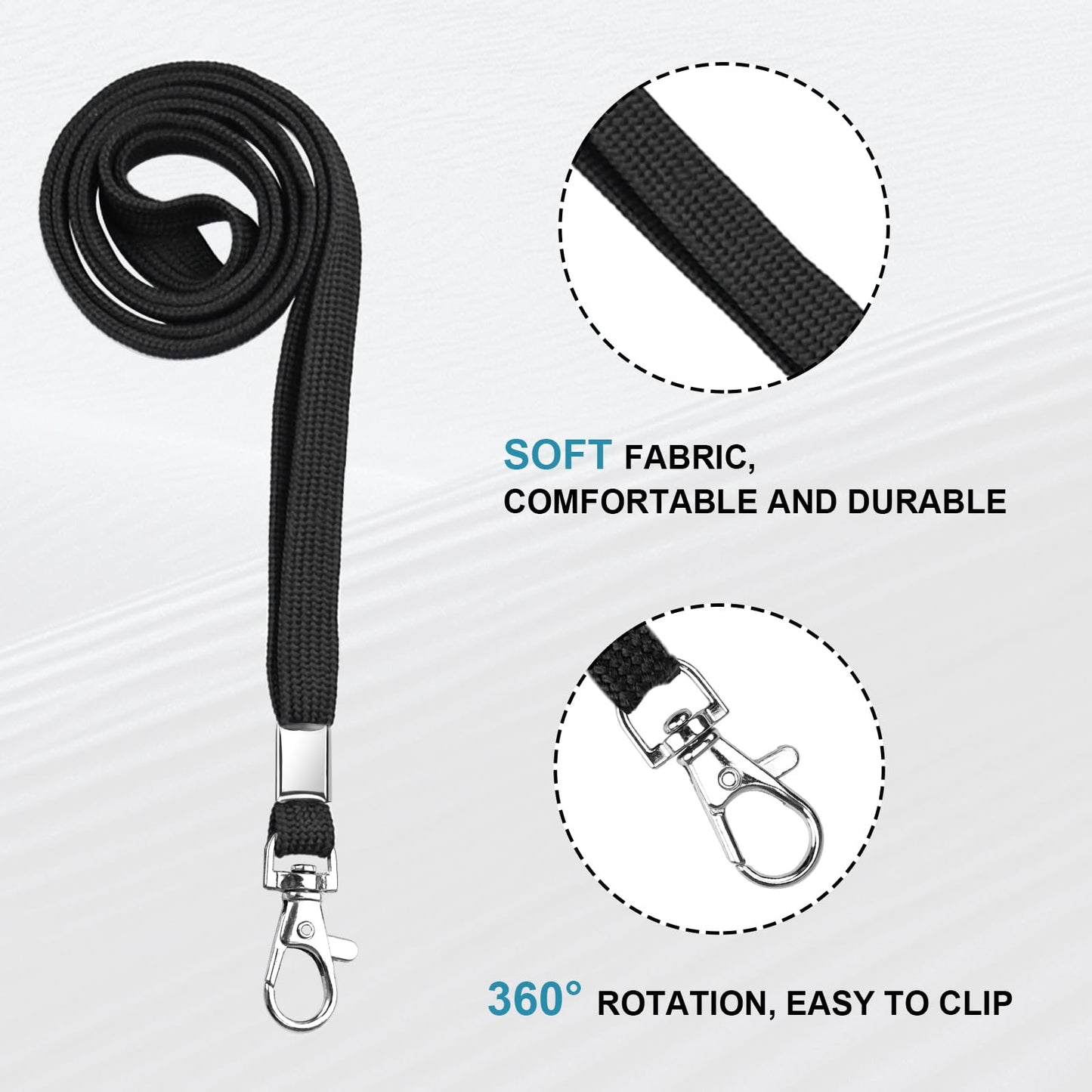 Koorito 3 Pack Clear ID Badge Holder with Lanyard Black Lanyards with Vertical Waterproof ID Badge Holder for Office, School, Travel