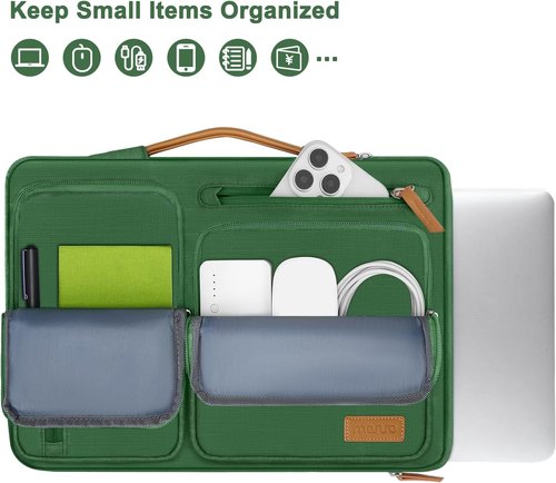 MOSISO 360 Protective Laptop Case - 13.3 Inch Sleeve for MacBook Air/Pro & More | Jungle Green with 4 Zipper Pockets