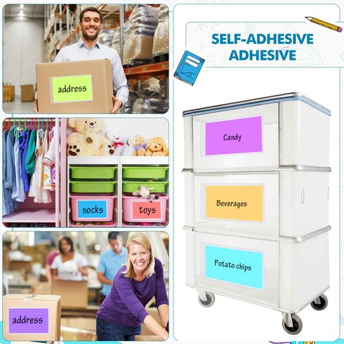 Outus Self Adhesive Shop Ticket Holders Clear Plastic Sleeves Adhesive Pockets Work Order Job Ticket Holders for Home Office Posting Signs(5 x 8 Inch,200 Pcs)