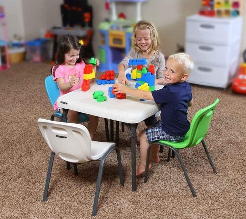 Lifetime 80473 Kids Stacking Chair Set - 4 Pack in Vibrant Lime Green for Playrooms