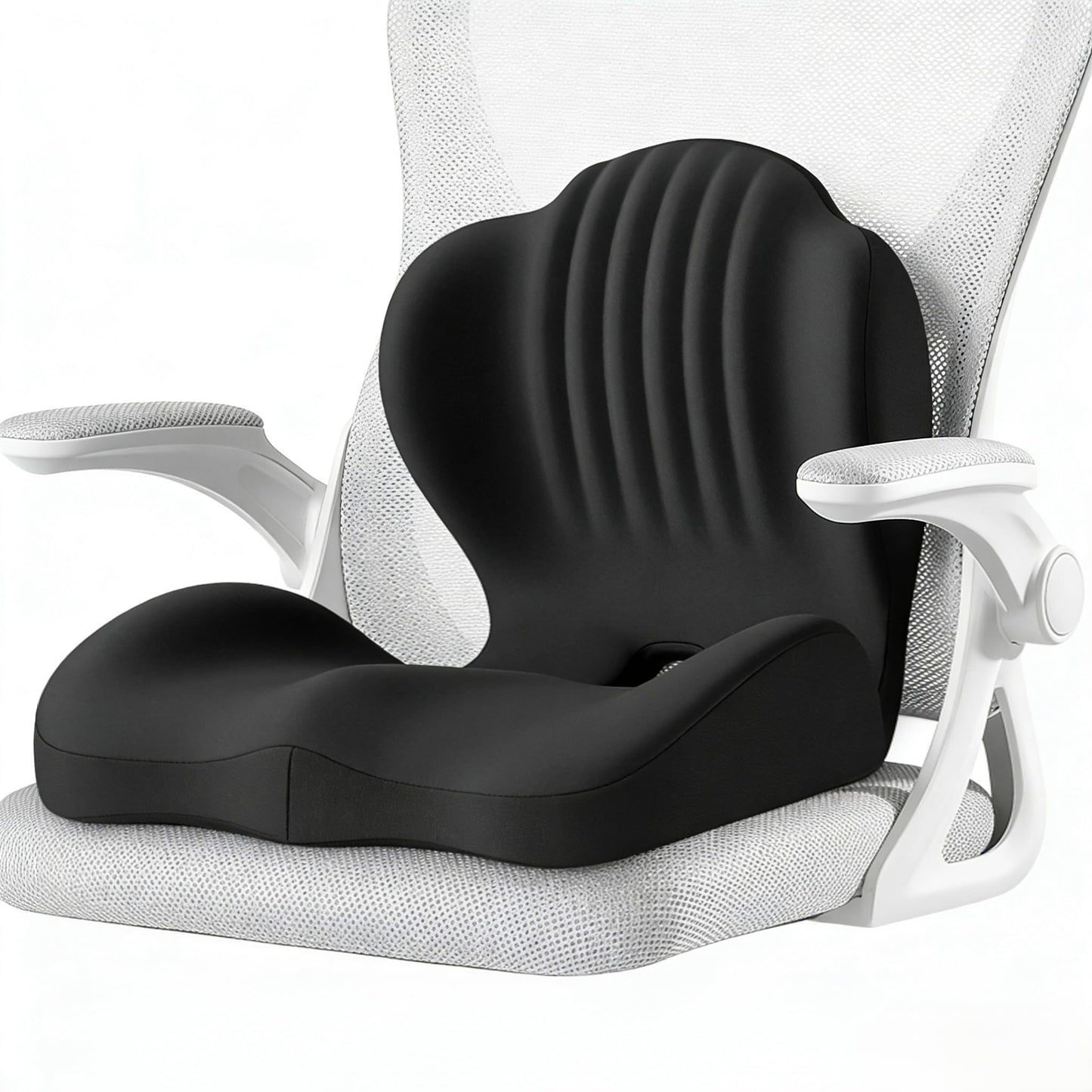 Ergonomic Seat Memory Foam Support Cushion for Back, Car Seat Back Support Cushion for Sciatica Tailbone Pain, Office Desk Chair Car Travel Seat Cushion (Black)