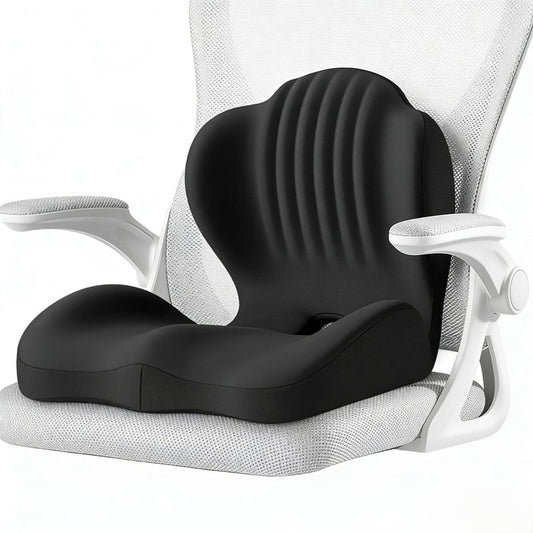 Ergonomic Seat Memory Foam Support Cushion for Back, Car Seat Back Support Cushion for Sciatica Tailbone Pain, Office Desk Chair Car Travel Seat Cushion (Black)