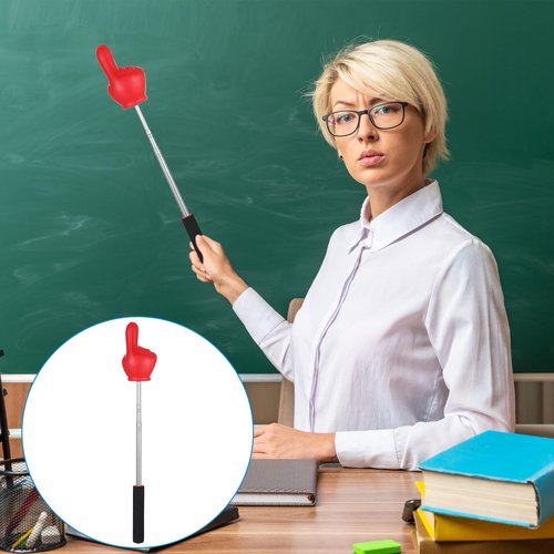 Big Teacher Pointer Finger,Pointer Stick for Classroom with Soft Grip Handle,Teaching and Presentations, Teacher Supplies Interactive Learning,Retractable Pointer Extendable to 32 Inches (RED)