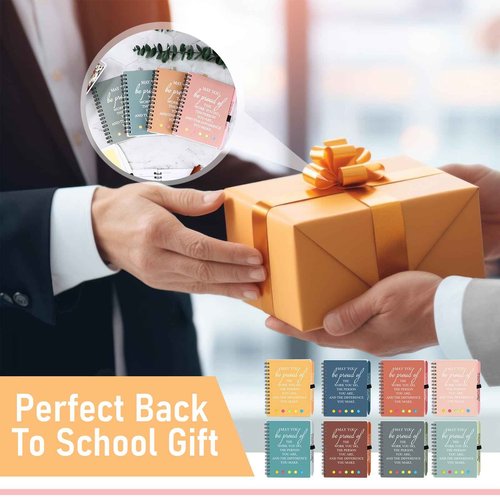Resurhang 48 Pcs/24 Set Christmas Employee Appreciation Gift for Coworkers Staff Teacher Nurse Practitioner Positive A6 Spiral Journal Notebook with Pen for Team Gift(Fresh Color,May You)