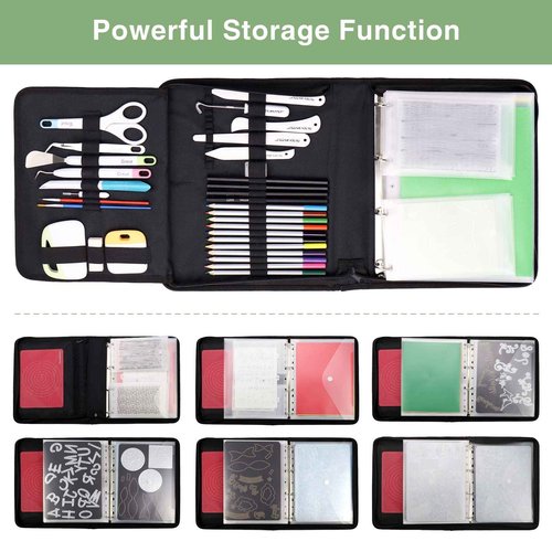 Enjoy Myself Stamp and Die Cut Storage Bag with Pockets,Rubber Magnetic Sheets and Clear Stamp Storage Panels