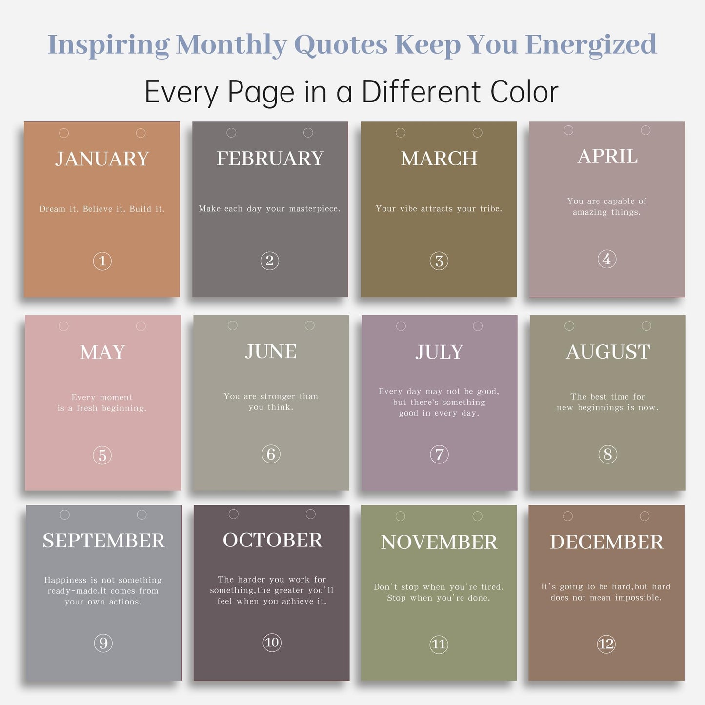 Bibiage 2026 Small Desk Calendar - Mini Flip Standing Desk Calendar with Motivational Quotes, Stable Plastic Base Desktop Calendar, Cute Desk Decor for Home Office School, Pink 10" x 6", Blue