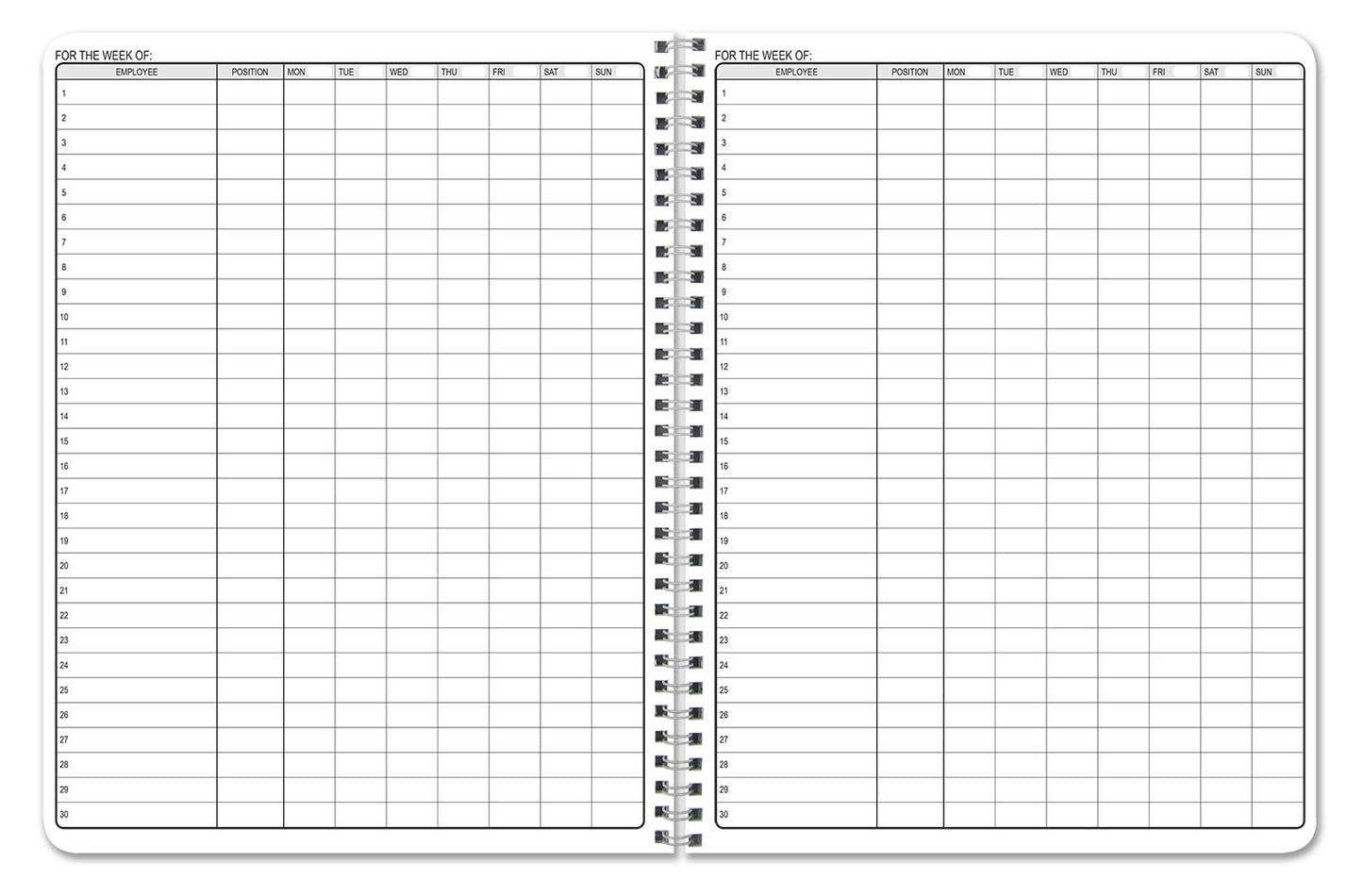 BookFactory Work Schedule Book/Weekly Employee Hourly Shift Schedule Planner/Hour/Hours/Vacation Log Book/Notebook - 120 Pages, 8.5'' x 11'', Wire-O (Made in USA)