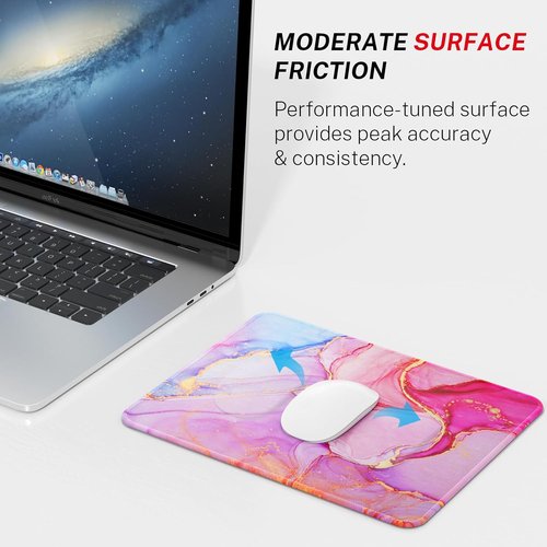 MROCO Premium Mouse Pad - 30% Larger, Anti-Fray Stitching, Waterproof & Non-Slip Base | Pink Marble Design