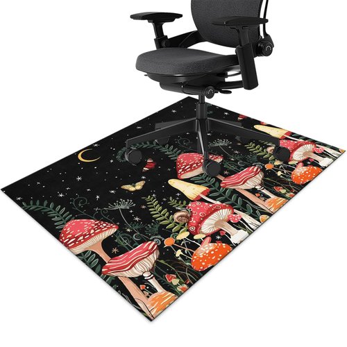 Office Chair Mat for Hardwood Floor Mushroom 36"x48" Computer Gaming Chair Mat Anti-Slip Rugs Floor Protector for Rolling Chairs Under Desk Rug for Home