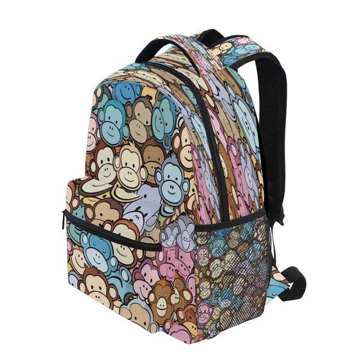 senya School Backpack Blue Brown Grey Monkey Teens Girls Boys Bookbags Travel Schoolbag