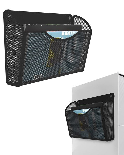 Vdamu 1-Tier Magnetic File Holder - No Drilling Installation File Organizer, Large Capacity Magnetic File Holder for Refrigerator, File Cabinets, Whiteboard, Office, Kitchen