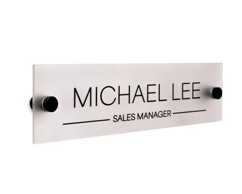 Name Plate For Wall or Door - Name Sign For Office (Frosted Acrylic)
