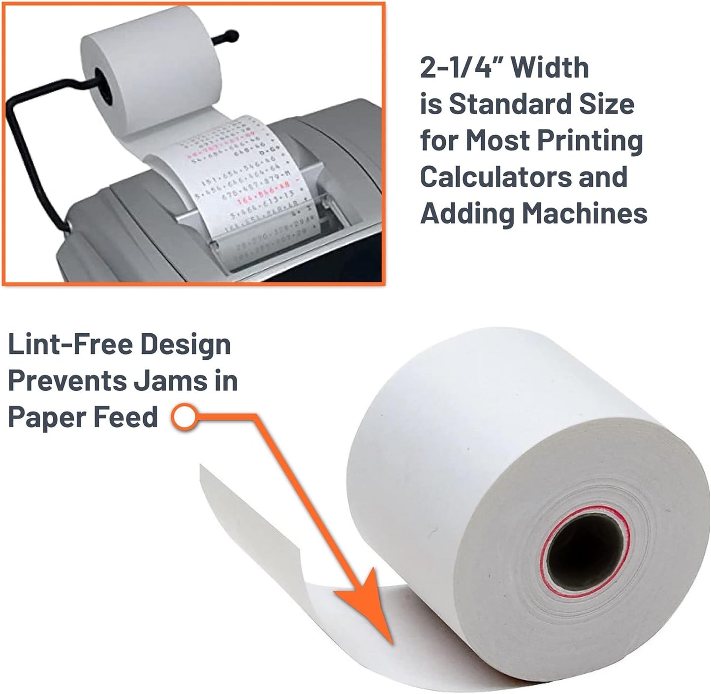 Victor Calculator Paper Rolls - 2.25" x 50 ft White Printing Paper for Adding Machines | 3 Pack