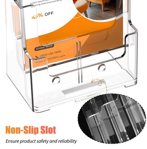 FUCDTEFC Acrylic Brochure Holder 8.5x11, Clear 3 Tier Magazine Holder Brochure Display Stand With Removable Divider for 4 x9 Inch Literature Pamphlet Flyer Holder for Wall Mount or Countertop