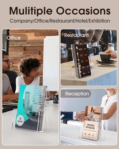 MaxGear Brochure Holder 6 Pack, 6 Inches Wide Acrylic Display Stand Clear Pamphlet Holder Flyer Holder Rack Card Holder Countertop/Desk Organizer for Trifold, Booklet, Literature, Magazine