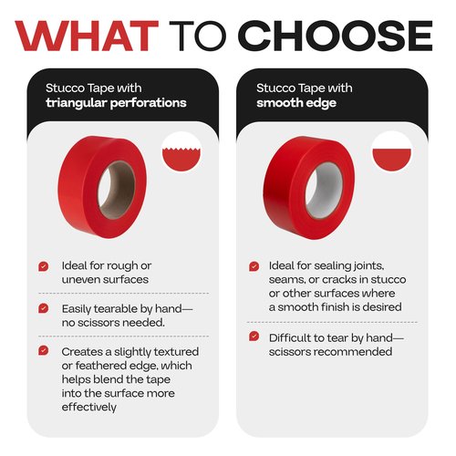 IDL Packaging 2" x 60 Yards Red Stucco Tape, 6 Rolls, Heavy-Duty - 60 Days Long-Lasting Bond - Removes with No Trace - UV Resistant, Waterproof - Great for Masking Jobs, Stucco, or Plastering