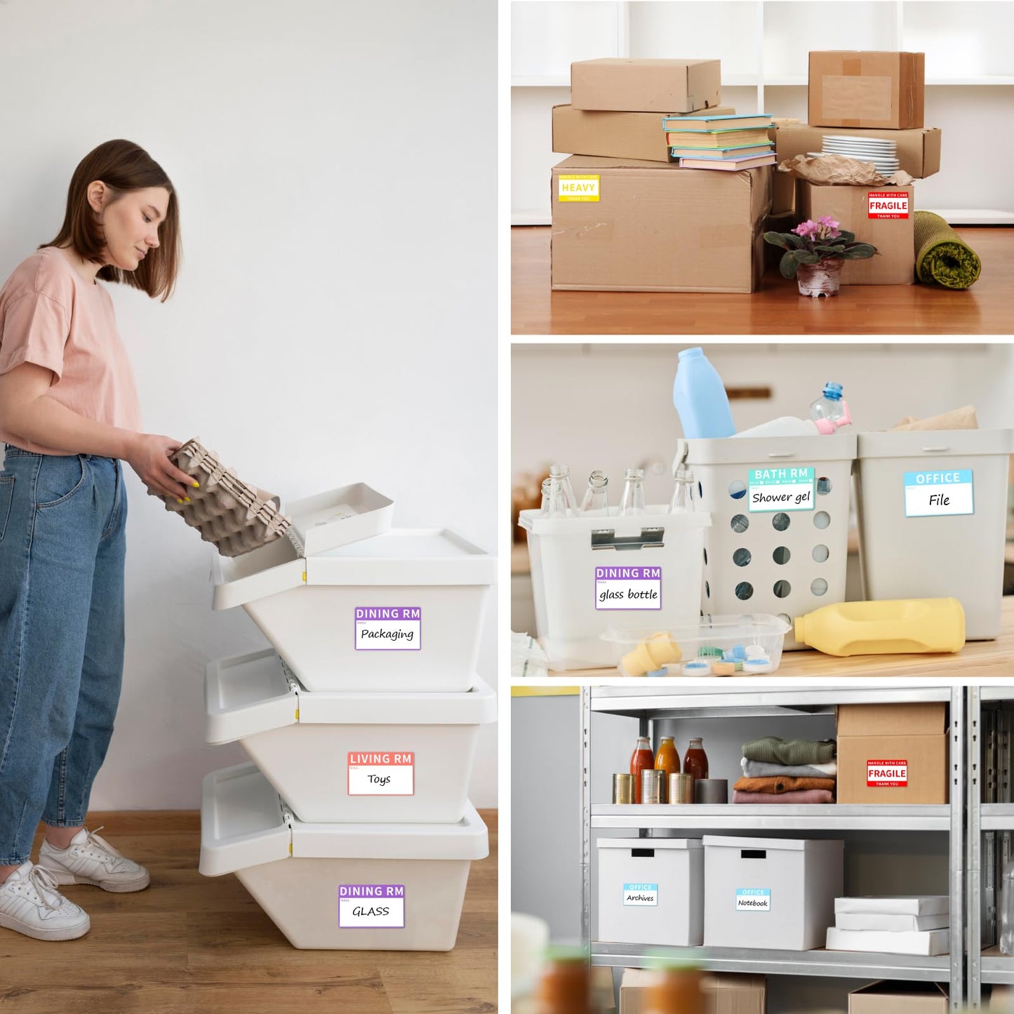 Azureal 540 PCS Moving Labels, 10 Color Coded Moving Stickers Including Fragile, Heavy and Blank Labels, 2'' x 3'' Packing Labels for Moving Boxes, Moving Supplies, Wardrobe Boxes, Apartment Sticker