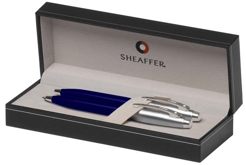 Sheaffer Gift Collection Series Ball Point and Mechanical Pencils Set, Blue Translucent Finish with Satin Chrome Plate Trim (SH/9308-9)