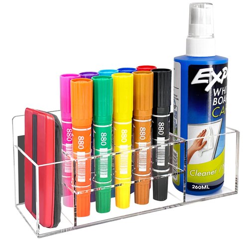 Zvanila Acrylic Magnetic Dry Erase Marker Holder, 10 Slots Clear Holder for Classrooms, Offices, Home, Marker, Eraser and Cleaner Not Included