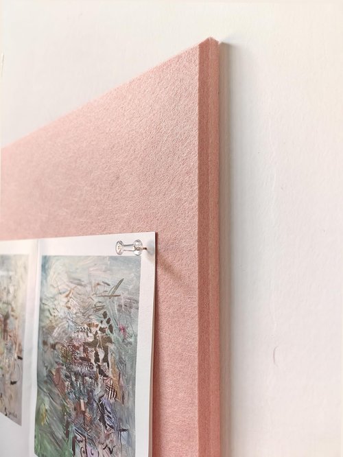 Large Cork Board Alternative - 12-Pack Felt Wall Tiles with Safe Removable Adhesive Tabs, Cork Wall Tiles Bulletin Board Home Office Essentials - Pink