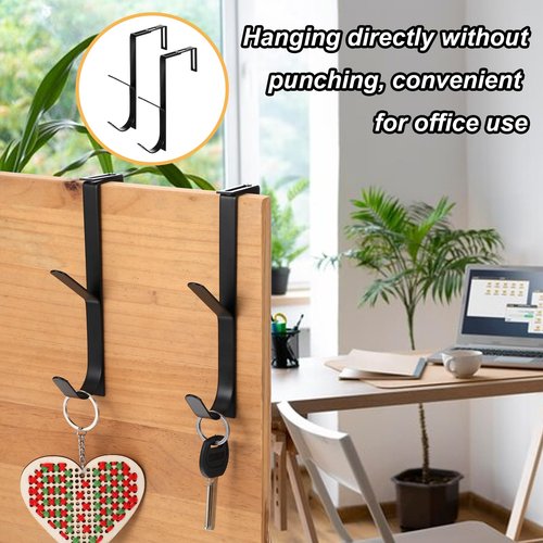2 Pcs Adjustable Cubicle Hooks Thicker Double Cubicle Wall Hook Sturdy Iron Cubical Hook for Coats with Screwdriver for Office Bathroom Bedroom Adjusted Double Wall Hooks for Hanging Clothes Hat Towel