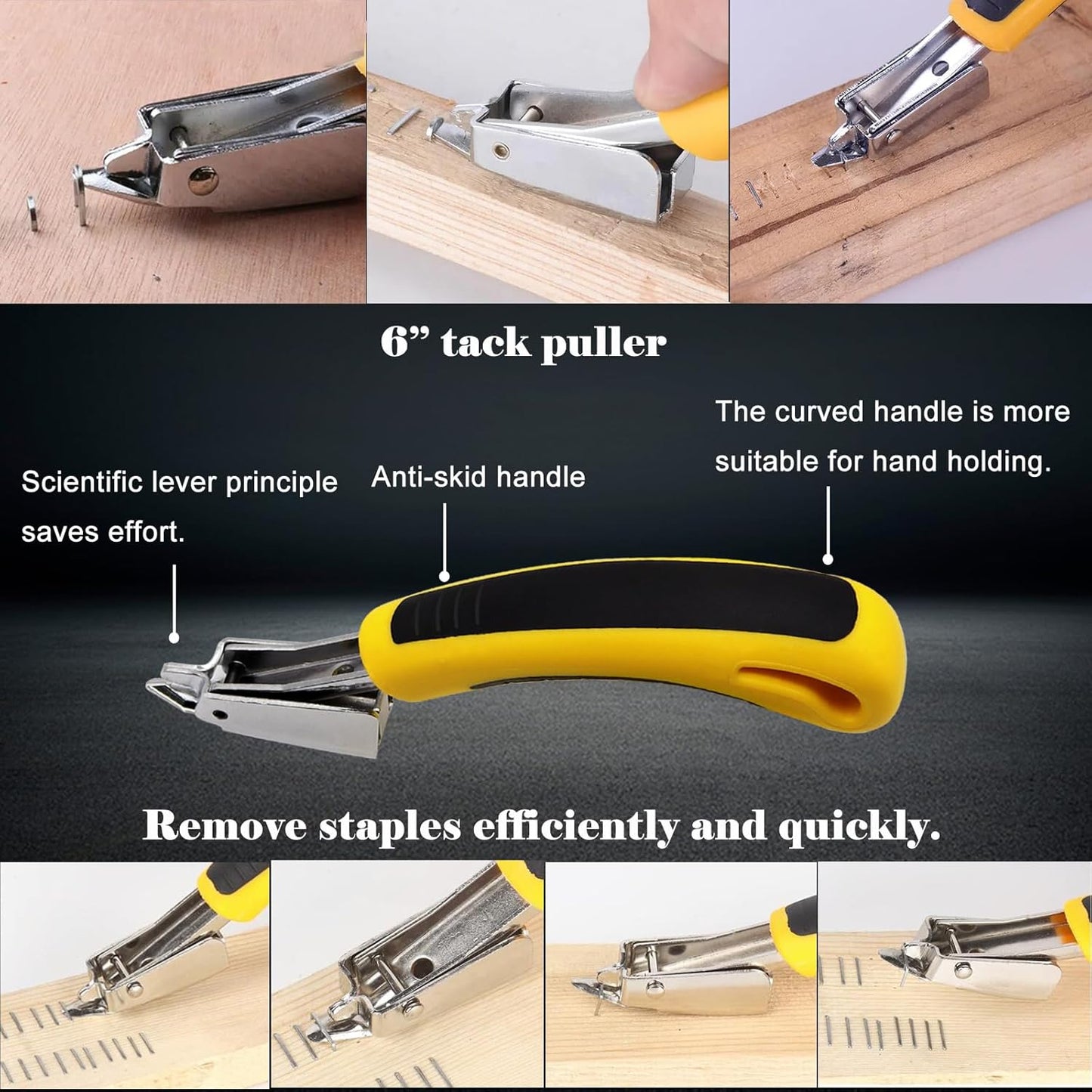 Skiennix Upholstery Staple Remover Tool Set - 4 Pcs Including V Tip & U Tip Tack Pullers, Nail Remover