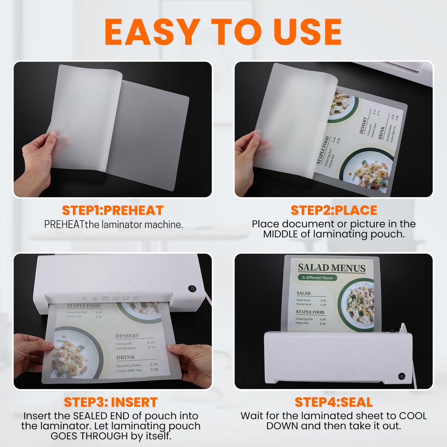 CAREGY Matte Laminating Sheets,100 Pack 9 x 11.5 Inches,3 Mil Thick,Ultra Clear with Matte Finish, Fitted for Letter Size Thermal Laminating Pouches 8.5 x 11