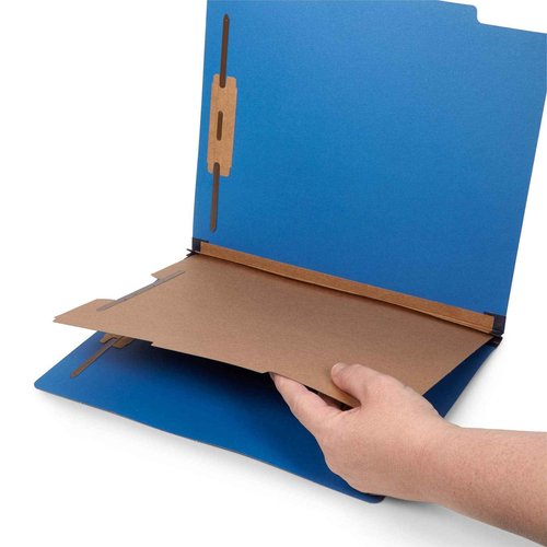 Blue Summit Supplies 30 Dark Blue Classification Folders - 1 Divider - 2 Inch Tyvek Expansions - Durable 2 Prongs for Standard Medical Files, Office Reports - Letter Size, Dark Blue, 30 Pack