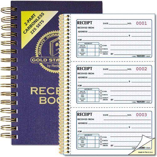 Rediform Money Receipt Book, Gold Standard, Two-Part Carbonless, 8.5 x 5.5, 3 per Page (8L829) - 2 Pack