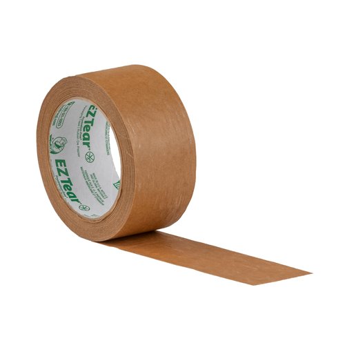 Duck EZ Tear Brown Paper Packing Tape for Boxes, 6 Rolls of Kraft Paper Packaging Tape, Great for Shipping, Moving, Mailing, & Storage, Tears by Hand, Writable Surface, 1.88 Inch x 25 Yards, Tan