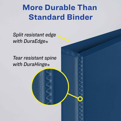 Avery Durable View 3 Ring Binders, 1" Slant Rings, 220-Sheet Capacity, Blue, 4 Pack (17705)