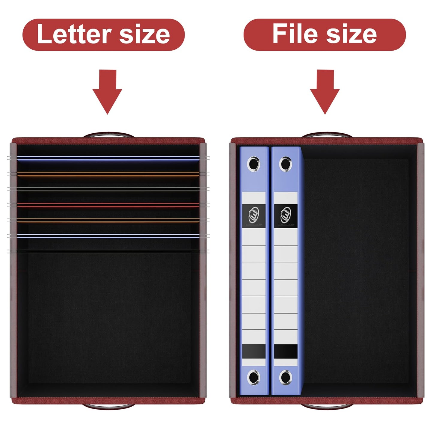 Huolewa Upgraded File Organizer Boxes Set of 2, File Boxes with Lids, Linen Hanging File Organizer Boxes for Letter/Legal File Folder Storage, Document Organizer, Filing Boxes Cabinets for Office/Home