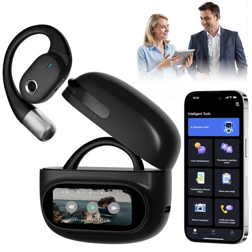 AI Translation Earbuds Real Time,164 Language Translator EarBuds with LED,Wireless Earphones Bluetooth Headphones, Audifonos Traductores de Inglés Español, Translating Device for Business Travel Study