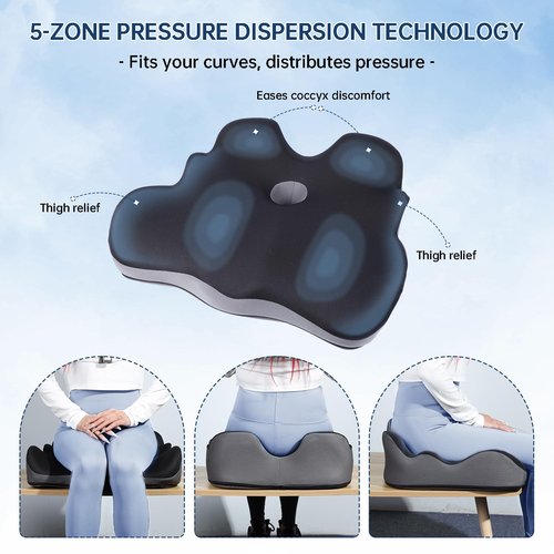 lefarfadet Seat Cushion, X-Large Memory Foam Office Chair Cushion, for Pressure Relief Sciatica & Pain Relief for Long Sitting Hours on Office/Home Chair, Car, Wheelchair